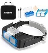 Dilzekui Magnifying Glass with Light 1.5X to 3.5X, Rechargeable Magnifying Glasses with Carry Cas...