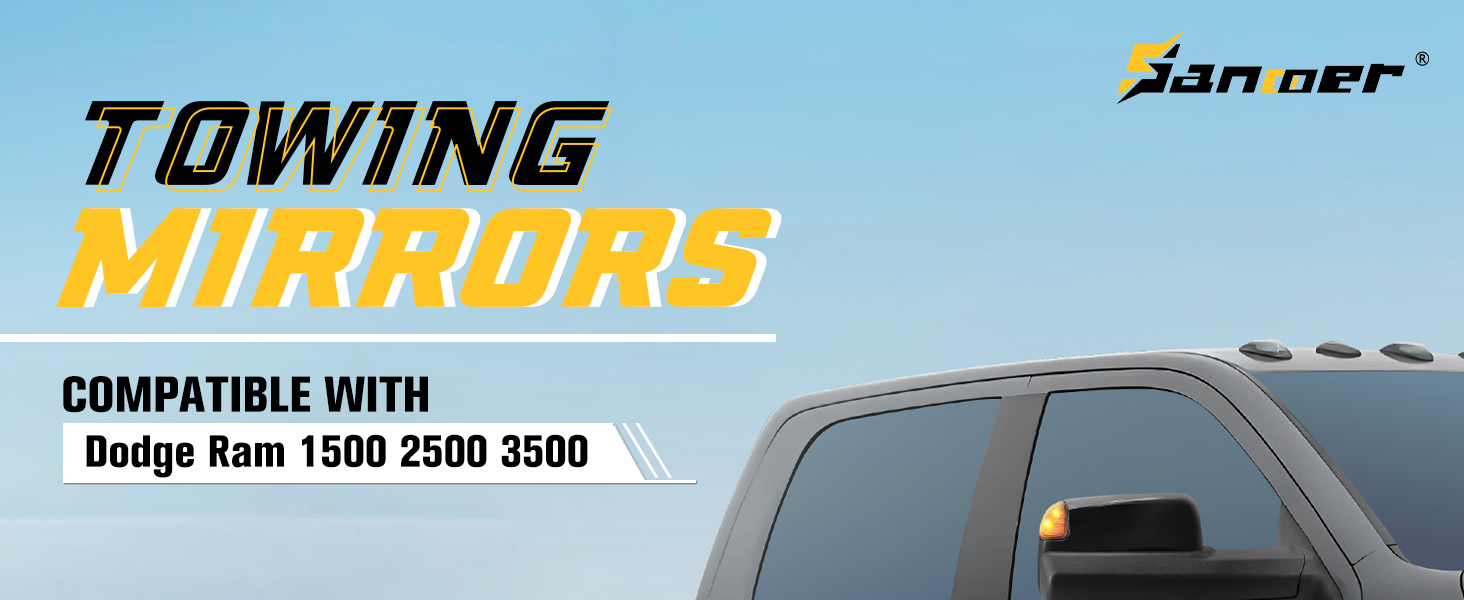 2009-2018 painted black dodge tow mirror