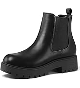 mysoft Women's Platform Chelsea Boots Lug Sole Slip On Chunky Block Heel Ankle Booties