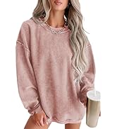 SELINK Womens Crewneck Oversized Corduroy Corded Sweatshirt Long Sleeve Casual Pullover Tops