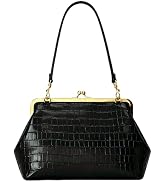 Women's Kiss Lock Bag Patent Leather Kisslock Purse Tote Handbag Crocodile Embossed Frame Shoulde...