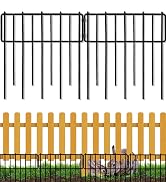Blingluck Decorative Outdoor Garden Fence with Gate for Yard, Animal Barrier Fencing Rustproof Me...