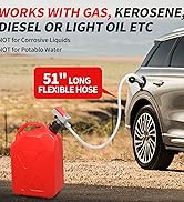 Automatic Fuel Transfer Pump with Auto-Stop, 51'' Extra Long Hose, 3.2 Gallon per Min, 4 Can Adap...