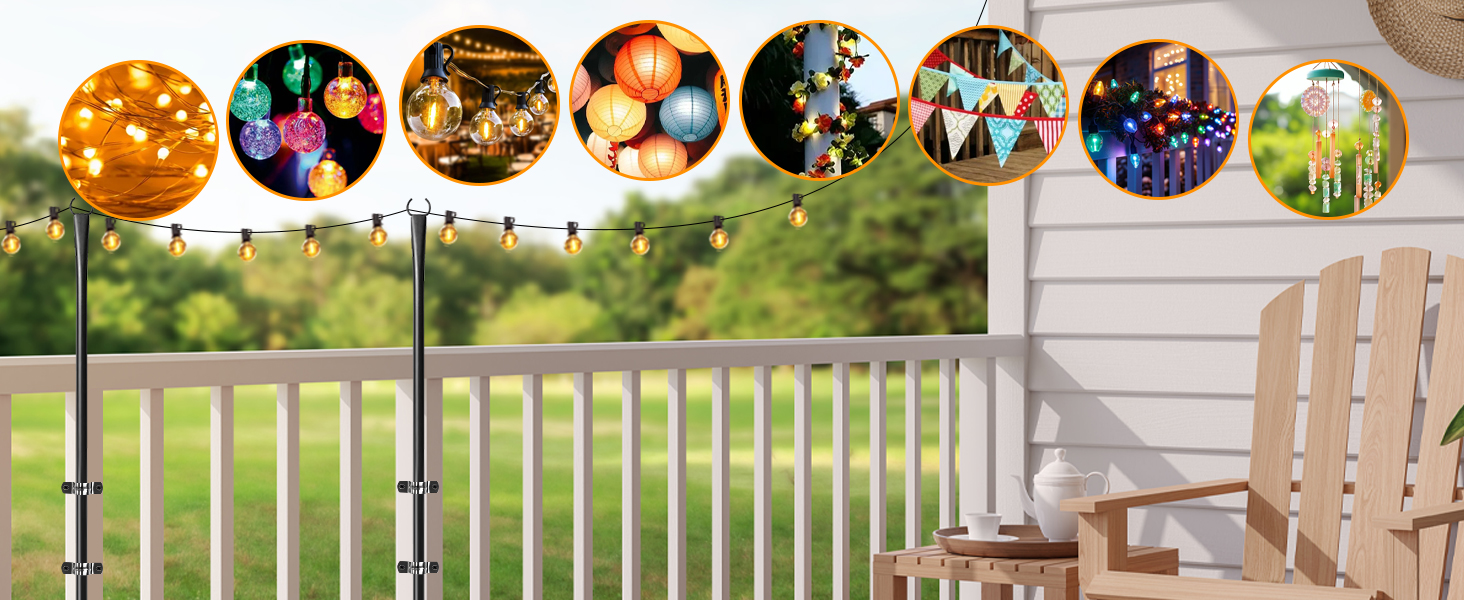 string light poles for outside