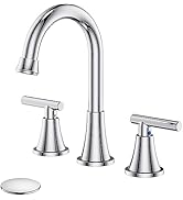 Bathroom Faucets for Sink 3 Hole, Hurran Matte Black Bathroom Sink Faucet with Pop-up Drain and S...