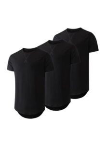 Dokotoo Men Mens 3 Pack Crewneck T-Shirts Multipack Short Sleeve Hipster Hip Hop Longline Classic Tee Tops