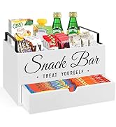 Snack Organizer for Countertop, Wood Pantry Storage Bins with Handles, Snack Bar Organizer for Ki...