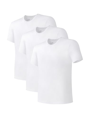 DAVID ARCHY Men's Moisture-Wicking Undershirt Crew Neck T-Shirts 3/5 Pack | Bamboo Rayon