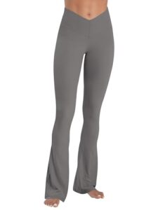 Sunzel Mini Flare Leggings for Women V Crossover Mid Rise Workout Flared Yoga Pants with Tummy Control and Wide Leg