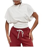 SHENHE Women's Off The Shoulder Sweater Short Sleeve Loose Fit Dressy Bat Wing Sweater Pullover