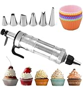 FANTEXY Cookie Press Gun Kit, Stainless Steel Spritz Cookie Press for Baking Icing Gun with 13 Co...