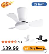 22 Inch Flush Mount Ceiling Fan with Light and Remote, Low Profile Modern Ceiling Fan, 6 S...