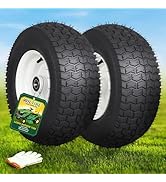 Wiltire 2 Pack 13x5.00-6 Flat Free Tire and Wheel Assemblies, 13 x 5 x 6 Solid Rubber Lawn Mower ...
