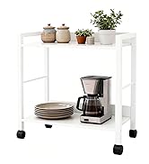 DEILALY Small Printer Stand with Storage, 2-Tier Minimalist Printer Table, Rolling Printer Cart f...