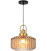 Fivemengo 1 Pack Glass Pendant Lights Kitchen Island 8.7 Inches Modern Gold Glass Pendant Light F...