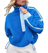 Aisongyuan Women's Sherpa Fleece Sweatshirts Long Sleeve Half Zipper Pullover Hoodie Coat with Po...