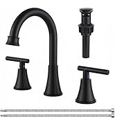 COMLLEN Brushed Nickel Bathroom Faucet 3 Hole Vanity,360 Degree Rotating Spout, 2 Handle 360° Swi...