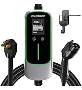 ELEGRP Level 1/2 EV Charger, 16 Amp, Portable J1772 Electric Car Charger, 25FT Cable, NEMA 6-20 &...