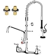Commercial Sink Faucet,TOLSUNY Commercial Kitchen Faucet Wall Mount with Pre Rinse Sprayer,Wall M...