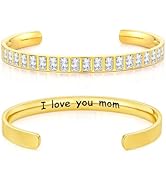 LOUISA SECRET Mothers Day Gifts Bangle Bracelets for Women, Rose Gold/18K Gold Bracelet for Mom W...