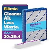 Filtrete 16x25x4 Refillable Air Filter Starter Kit, MPR 1550, MERV 12, 1 Reusable Air Filter Fram...