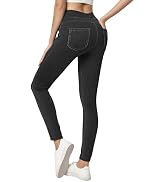 TONIRY Jeggings for Women with Pockets Tummy Control Stretchy Skinny Jeans Pull On High Waisted B...