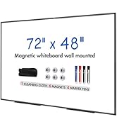 TOWON Silver Border Whiteboard Dry Erase, 72x48 in White Board Dry Erase, Presentation Magnetic A...