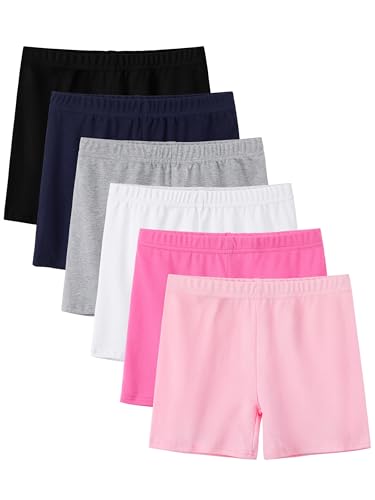 YERIOK 6 Pack Girls Bike Shorts Cotton Girls Shorts Cartwheel Clothes for Kids Under Dress Dance Multi-Colo
