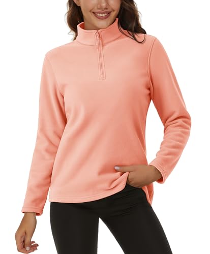 MAGCOMSEN Women's Quarter Zip Pullover Polar Fleece Sweatshirts Lightweight Stand-Collar Jacket Warm Tops