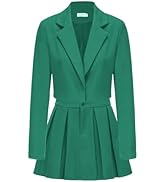 EXLURA Women's Long Sleeve Blazer Suit Sets with Pleated Mini Skirt Fall 2 Piece Outfits Trendy Y...