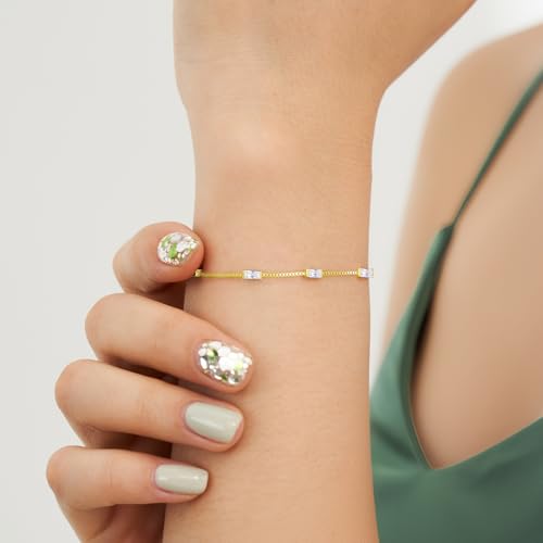 925 Sterling Silver Dainty Simple Womens Charm Link Bracelet