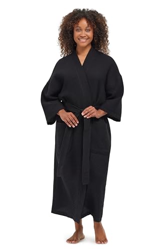 MONARCH Unisex Square Waffle Spa Kimono Robe – Soft Lightweight Fabric & Generously Sized Hotel & Spa Robe with Pockets
