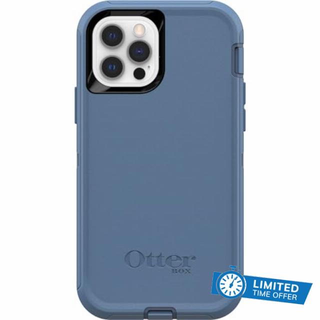 OtterBox Defender Series Screenless Edition Case for iPhone 12 & iPhone 12 Pro (Only) - Case Only - Non-Retail Packaging - Baby Blue Jeans (Blue)