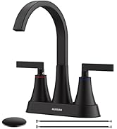 Bathroom Sink Faucet, Hurran 4 inch Brushed Nickel Bathroom Faucets for Sink 3 Hole with Pop-up D...