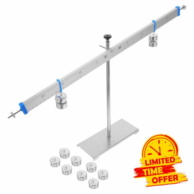 Physics Educational Lever Balance Set with 50cm Aluminum Alloy Lever Ruler Stand and 10 Alloy Hook Weights for Early Math and Science Classroom Supplies