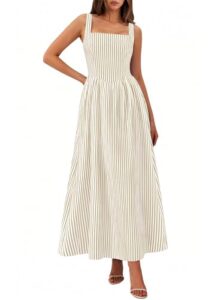 PRETTYGARDEN Women's Maxi Dress Summer Striped Sundress 2026 Spring Smocked A Line Long Flowy Beach Vacation Party Dresses