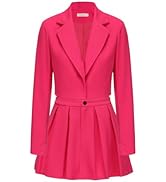 EXLURA Women's Long Sleeve Blazer Suit Sets with Pleated Mini Skirt Fall 2 Piece Outfits Trendy Y...
