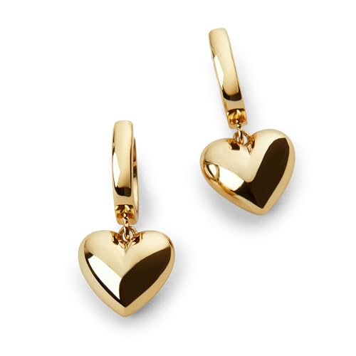 Ana Luisa Puffed Heart Earrings - Heart Charm Huggie Hoops and Earring Stud Styles - Dainty 14K Gold Plated