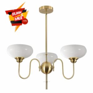 BOKT Gold and White French Chandelier Modern 3 Light Dining Room Chandelier Over Table Vintage Foyer Chandeliers Adjustable