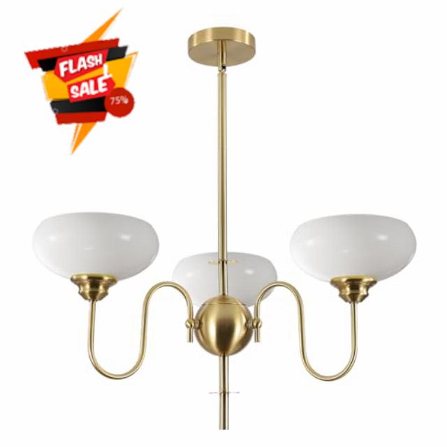 BOKT Gold and White French Chandelier Modern 3 Light Dining Room Chandelier Over Table Vintage Foyer Chandeliers Adjustable