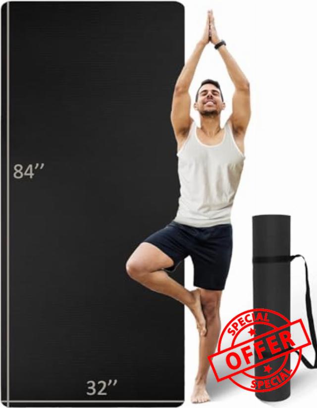 Extra Long & Wide Thick Yoga Mat for Tall Men & Women