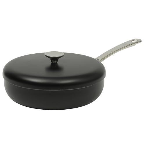 Deep Frying Pan Skillet w/Lid Aluminum PFA Free Ceramic Cookware Chef's Pan