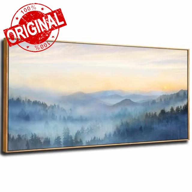 YJYart Tree Wall Art for Living Room Forest Nature Painting 20"x40"Framed Artwork Landscape Canvas Print for Bedroom Office Home Deco