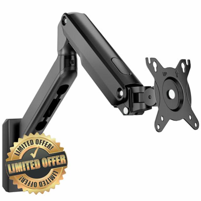 monTEK Single Monitor Wall Mount - Full Motion Wall Arm for 17–32 Inch Screens