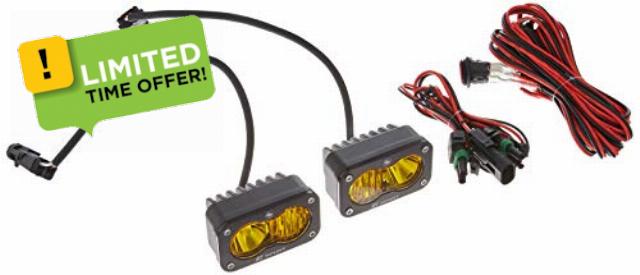 Baja Designs S2 Sport Black LED Light Pod Pair - 2PCS LED with Wiring Harness (Driving/Combo; Amber)