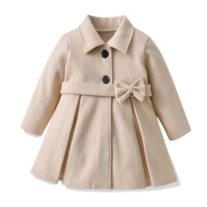 Toddler Baby Girl Clothes Jacket Coat Long Sleeve Solid Color Buttons Dress Coat Fall Winter Outfi