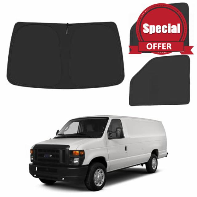Front Windshield ＆ Side Window Sun Shade for 1992-2025 Fo-rd E-Series E-150 E-250 E-350 E-450 Van Motorhome