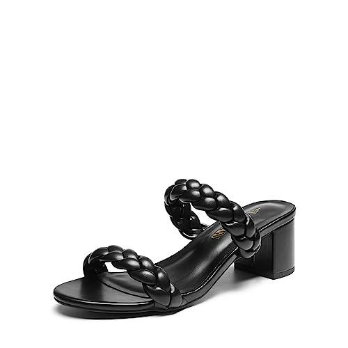 DREAM PAIRS Women's Two Braided Strap Low Heels For Women Open Toe Block Chunky Heels Sandals Holiday Party Wedding Dress Pumps Shoes
