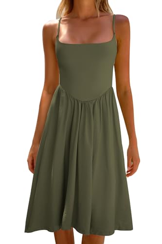 CHYRII Women Fashion Summer 2025 Spaghetti Straps Sleeveless Casual A-Line Midi Dresses Sundress