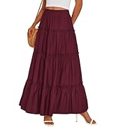 PRETTYGARDEN Boho Maxi Skirts for Women Trendy Summer 2026 Spring Long Flowy A Line Tiered Skirt ...